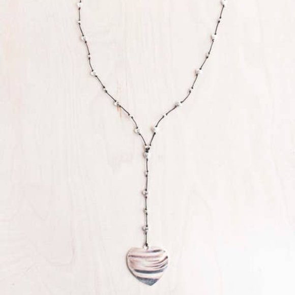 Bali Queen Jewelry Silver Hammered Heart Long Necklace Poshmark